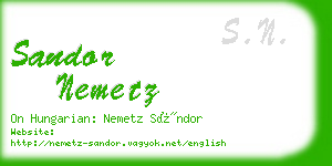 sandor nemetz business card